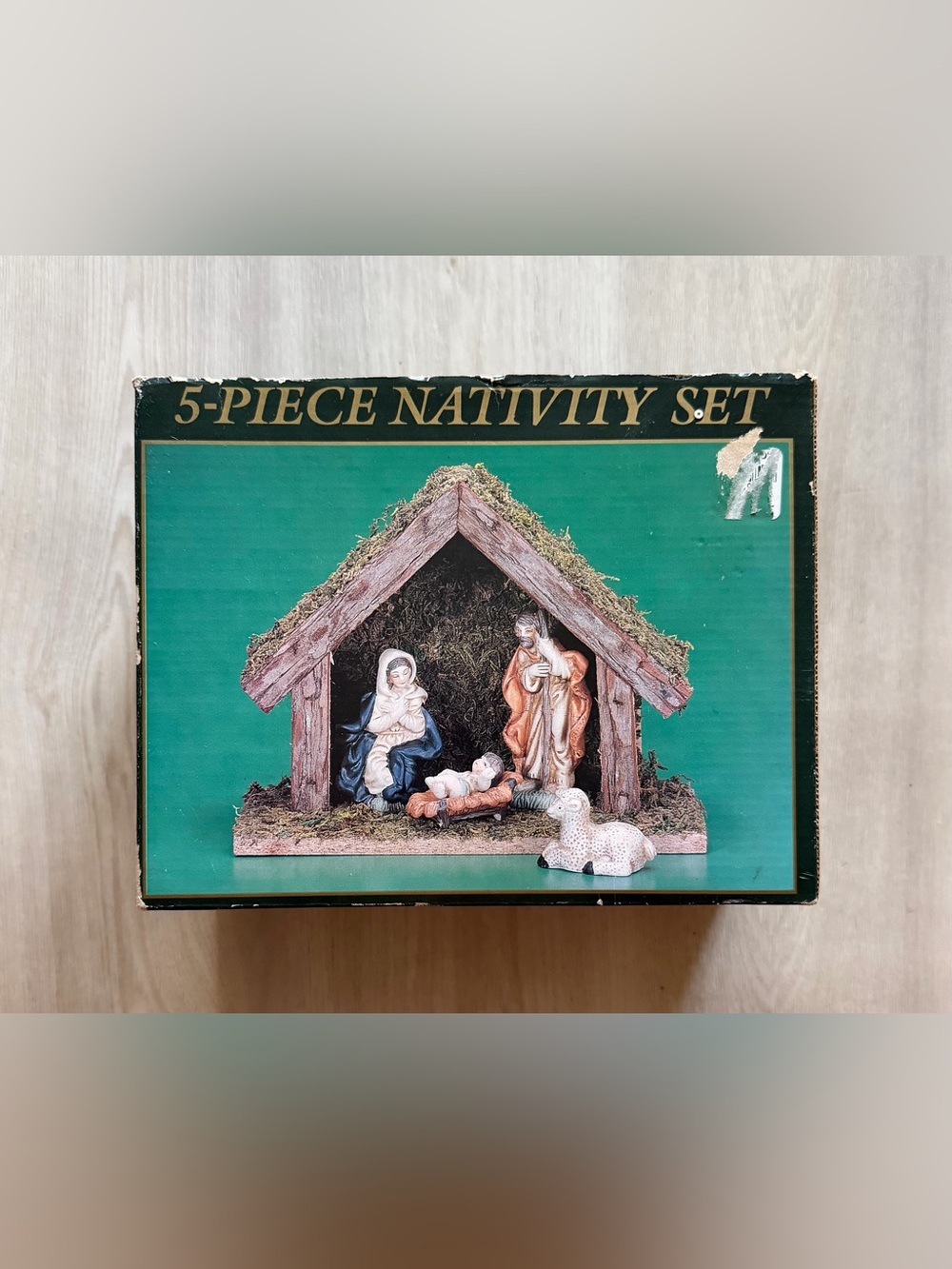 Vintage Nativity Manger Scene 5pc Set
